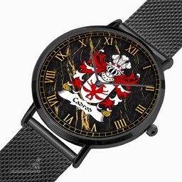 ScotsTee Shop Welsh Cadrod HARDD Coat of Arms Family Crest Wales Watch Ultra-thin Stainless Steel Quartz Watch