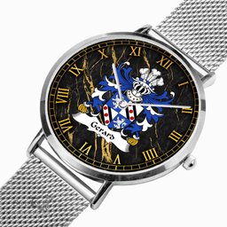 ScotsTee Shop Welsh Gerard of Cheshire Daughter m. Wynn of Gwydir Coat of Arms Family Crest Wales Watch Ultra-thin Stainless Steel Quartz Watch