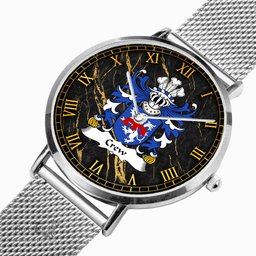 ScotsTee Shop Welsh Crew of Holt Denbighshire Coat of Arms Family Crest Wales Watch Ultra-thin Stainless Steel Quartz Watch