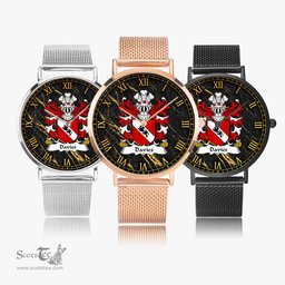 ScotsTee Shop Welsh Davies Robert of Gwysanau Flint Coat of Arms Family Crest Wales Watch Ultra-thin Stainless Steel Quartz Watch