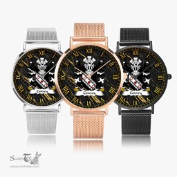 ScotsTee Shop Welsh Conwy of Bodrhyddan Flint Coat of Arms Family Crest Wales Watch Ultra-thin Stainless Steel Quartz Watch