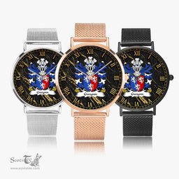 ScotsTee Shop Welsh Gwynn of Glamorganshire Coat of Arms Family Crest Wales Watch Ultra-thin Stainless Steel Quartz Watch