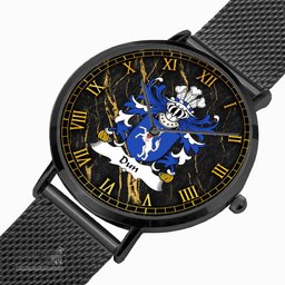 ScotsTee Shop Welsh Dun or DONNE Sir Daniel Coat of Arms Family Crest Wales Watch Ultra-thin Stainless Steel Quartz Watch