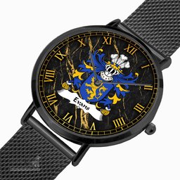 ScotsTee Shop Welsh Evans of Montgomeryshire Coat of Arms Family Crest Wales Watch Ultra-thin Stainless Steel Quartz Watch