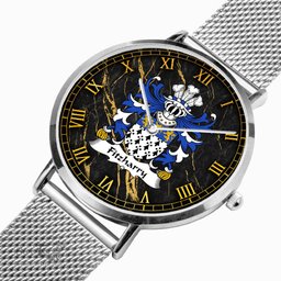 ScotsTee Shop Welsh Fitzharry of Wales Coat of Arms Family Crest Wales Watch Ultra-thin Stainless Steel Quartz Watch