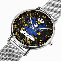 ScotsTee Shop Welsh Thomas AP DAFYDD AP GRUFFUDD Coat of Arms Family Crest Wales Watch Ultra-thin Stainless Steel Quartz Watch