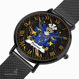 ScotsTee Shop Welsh Thomas AP DAFYDD AP GRUFFUDD Coat of Arms Family Crest Wales Watch Ultra-thin Stainless Steel Quartz Watch