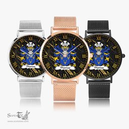 ScotsTee Shop Welsh Thomas AP DAFYDD AP GRUFFUDD Coat of Arms Family Crest Wales Watch Ultra-thin Stainless Steel Quartz Watch