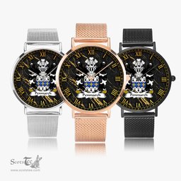 ScotsTee Shop Welsh Penmarch of Penmark Castle South Glamorgan Coat of Arms Family Crest Wales Watch Ultra-thin Stainless Steel Quartz Watch