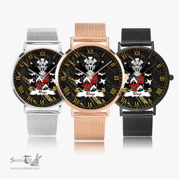 ScotsTee Shop Welsh Rhys AB EINION SAIS Coat of Arms Family Crest Wales Watch Ultra-thin Stainless Steel Quartz Watch