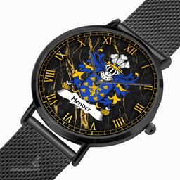 ScotsTee Shop Welsh Hender Desc. from Dafydd ap Dafydd ap Madog Coat of Arms Family Crest Wales Watch Ultra-thin Stainless Steel Quartz Watch