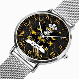ScotsTee Shop Welsh Morris of Cardiganshire Coat of Arms Family Crest Wales Watch Ultra-thin Stainless Steel Quartz Watch