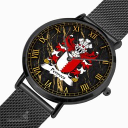 ScotsTee Shop Welsh Penrees or Penrice of Penrice Gower Coat of Arms Family Crest Wales Watch Ultra-thin Stainless Steel Quartz Watch