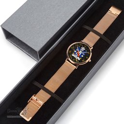 ScotsTee Shop Welsh Stradling of St. Donats Glamorgan Coat of Arms Family Crest Wales Watch Ultra-thin Stainless Steel Quartz Watch