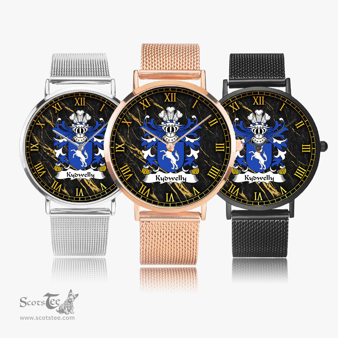 ScotsTee Shop Welsh Kydwelly Sir Morgan Chancellor of Glamorgan Coat of Arms Family Crest Wales Watch Ultra-thin Stainless Steel Quartz Watch