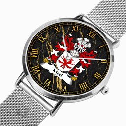 ScotsTee Shop Welsh Moel of Anglesey Coat of Arms Family Crest Wales Watch Ultra-thin Stainless Steel Quartz Watch