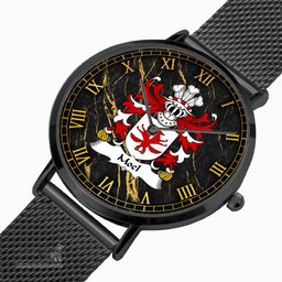 ScotsTee Shop Welsh Moel of Anglesey Coat of Arms Family Crest Wales Watch Ultra-thin Stainless Steel Quartz Watch