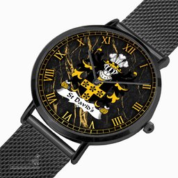 ScotsTee Shop Welsh St Davids Diocese of Coat of Arms Family Crest Wales Watch Ultra-thin Stainless Steel Quartz Watch