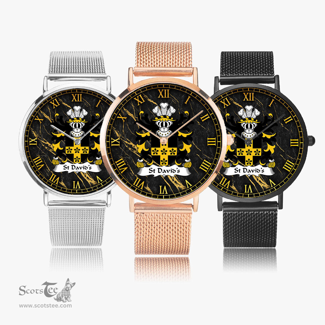 ScotsTee Shop Welsh St Davids Diocese of Coat of Arms Family Crest Wales Watch Ultra-thin Stainless Steel Quartz Watch