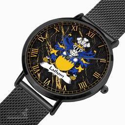 ScotsTee Shop Welsh Lathom of Lleweni Green Denbighshire Coat of Arms Family Crest Wales Watch Ultra-thin Stainless Steel Quartz Watch