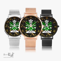 ScotsTee Shop Welsh Tomlyn lord of Llanllywel Montgomeryshire Coat of Arms Family Crest Wales Watch Ultra-thin Stainless Steel Quartz Watch