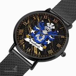 ScotsTee Shop Welsh Troutbeck Daughter m. Sir William Griffith Coat of Arms Family Crest Wales Watch Ultra-thin Stainless Steel Quartz Watch