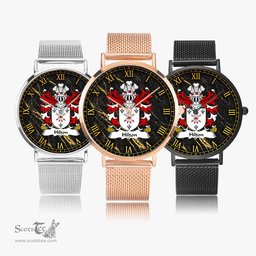 ScotsTee Shop Welsh Hilton of Denbighshire Coat of Arms Family Crest Wales Watch Ultra-thin Stainless Steel Quartz Watch