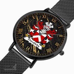 ScotsTee Shop Welsh Thimbleby of Harlech Caernarfonshire Coat of Arms Family Crest Wales Watch Ultra-thin Stainless Steel Quartz Watch