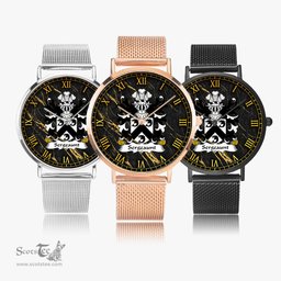 ScotsTee Shop Welsh Sergeaunt of Monmouthshire Coat of Arms Family Crest Wales Watch Ultra-thin Stainless Steel Quartz Watch