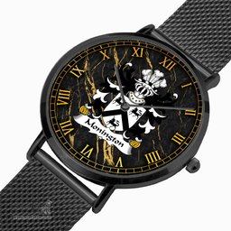 ScotsTee Shop Welsh Monington of Brinsop Herefordshire Coat of Arms Family Crest Wales Watch Ultra-thin Stainless Steel Quartz Watch