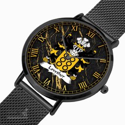 ScotsTee Shop Welsh Lowther Quartering of Powell of Hosely Coat of Arms Family Crest Wales Watch Ultra-thin Stainless Steel Quartz Watch