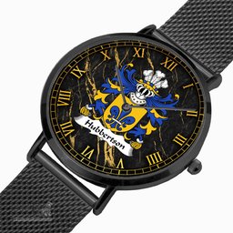 ScotsTee Shop Welsh Hubbertson of Pembrokeshire Coat of Arms Family Crest Wales Watch Ultra-thin Stainless Steel Quartz Watch