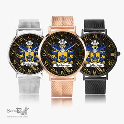 ScotsTee Shop Welsh Hubbertson of Pembrokeshire Coat of Arms Family Crest Wales Watch Ultra-thin Stainless Steel Quartz Watch