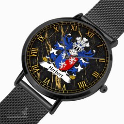 ScotsTee Shop Welsh Herbert 1st Earl of Pembrokeshire Coat of Arms Family Crest Wales Watch Ultra-thin Stainless Steel Quartz Watch