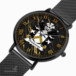 ScotsTee Shop Welsh Thicknesse of Beaumaris Anglesey Coat of Arms Family Crest Wales Watch Ultra-thin Stainless Steel Quartz Watch