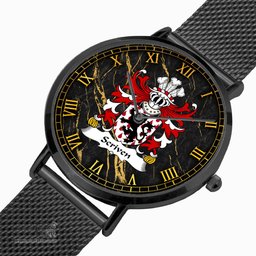 ScotsTee Shop Welsh Scriven of Frodesley Shropshire Coat of Arms Family Crest Wales Watch Ultra-thin Stainless Steel Quartz Watch