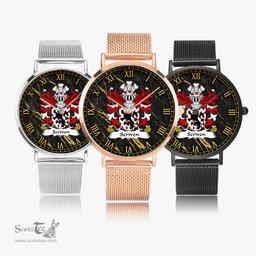 ScotsTee Shop Welsh Scriven of Frodesley Shropshire Coat of Arms Family Crest Wales Watch Ultra-thin Stainless Steel Quartz Watch