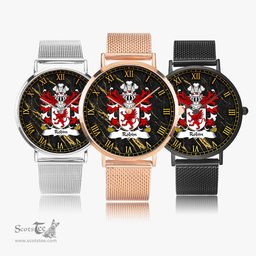 ScotsTee Shop Welsh Robin AP GRUFFUDD GOCH Coat of Arms Family Crest Wales Watch Ultra-thin Stainless Steel Quartz Watch