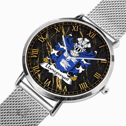 ScotsTee Shop Welsh Llanegwystl VALLEY CRUCIS ABBEY Coat of Arms Family Crest Wales Watch Ultra-thin Stainless Steel Quartz Watch