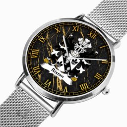 ScotsTee Shop Welsh Rixton of Conwy Coat of Arms Family Crest Wales Watch Ultra-thin Stainless Steel Quartz Watch