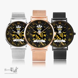 ScotsTee Shop Welsh Perkins of Pilston Monmouthshire Coat of Arms Family Crest Wales Watch Ultra-thin Stainless Steel Quartz Watch