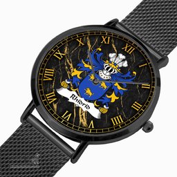 ScotsTee Shop Welsh Rhidrid AB YNYR AP JONAS AP GRONWY Coat of Arms Family Crest Wales Watch Ultra-thin Stainless Steel Quartz Watch