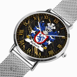 ScotsTee Shop Welsh Richard IARLL KLAR Earl of Clare Coat of Arms Family Crest Wales Watch Ultra-thin Stainless Steel Quartz Watch