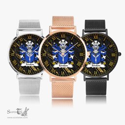 ScotsTee Shop Welsh Tomkin of Shocklach Cheshire Coat of Arms Family Crest Wales Watch Ultra-thin Stainless Steel Quartz Watch