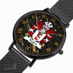 ScotsTee Shop Welsh Raglan of Carn lwyd Llancarfan Glamorgan Coat of Arms Family Crest Wales Watch Ultra-thin Stainless Steel Quartz Watch