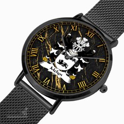 ScotsTee Shop Welsh Melyn Mellyn Magnus Coat of Arms Family Crest Wales Watch Ultra-thin Stainless Steel Quartz Watch