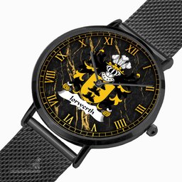 ScotsTee Shop Welsh Iorwerth SAIS Coat of Arms Family Crest Wales Watch Ultra-thin Stainless Steel Quartz Watch