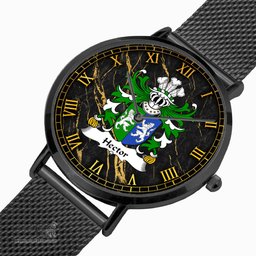 ScotsTee Shop Welsh Hector GADARN The Strong Coat of Arms Family Crest Wales Watch Ultra-thin Stainless Steel Quartz Watch