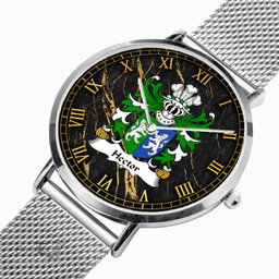 ScotsTee Shop Welsh Hector GADARN The Strong Coat of Arms Family Crest Wales Watch Ultra-thin Stainless Steel Quartz Watch