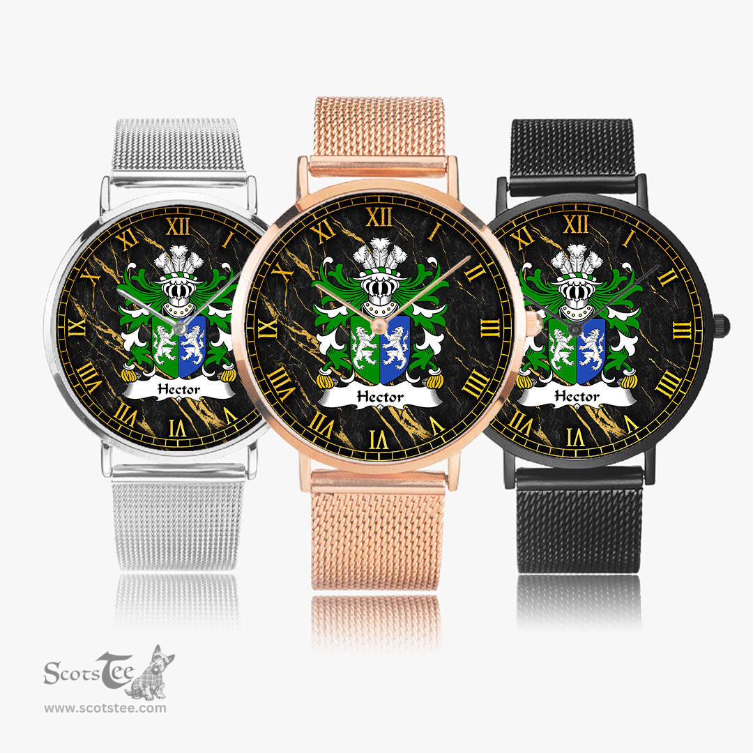 ScotsTee Shop Welsh Hector GADARN The Strong Coat of Arms Family Crest Wales Watch Ultra-thin Stainless Steel Quartz Watch